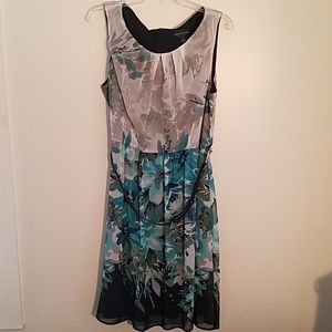 Blue and gray sleeveless dress